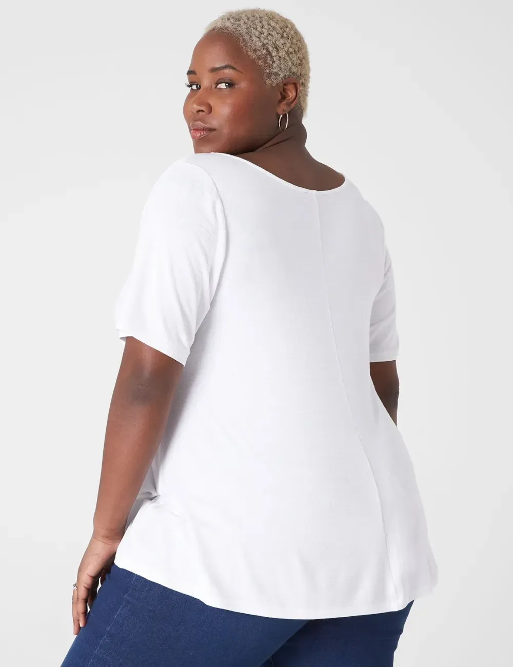 Modern Swing Perfect Sleeve Ruched-Shoulder Tee