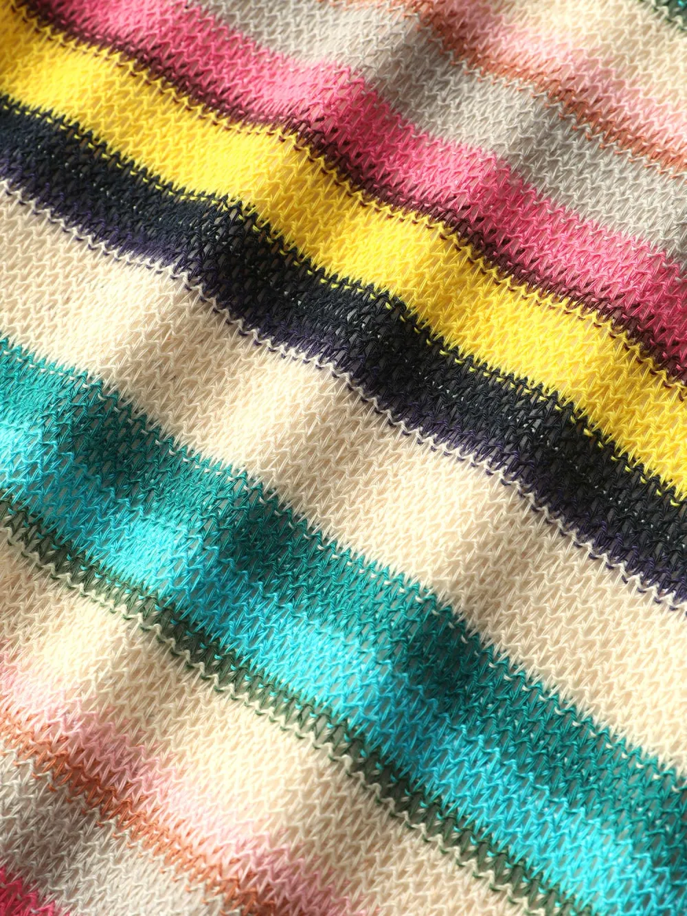 Colorful Stripe Stretchy Ribbed Hem Tank Top