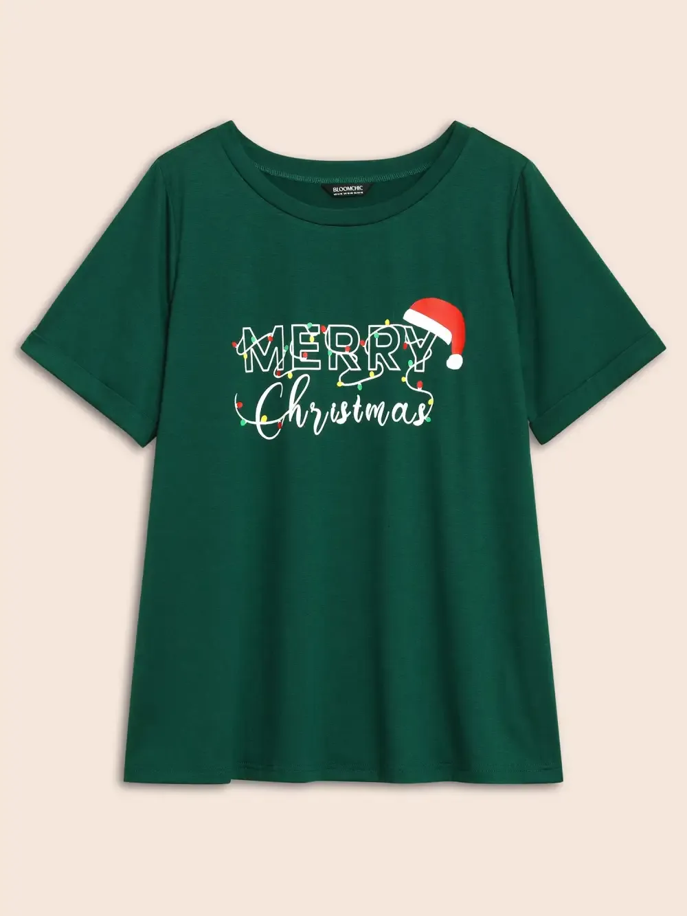 Festive Print Half-Sleeves Tee