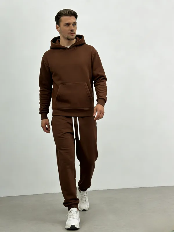Men's Solid Color Two-Piece Tracksuit Set