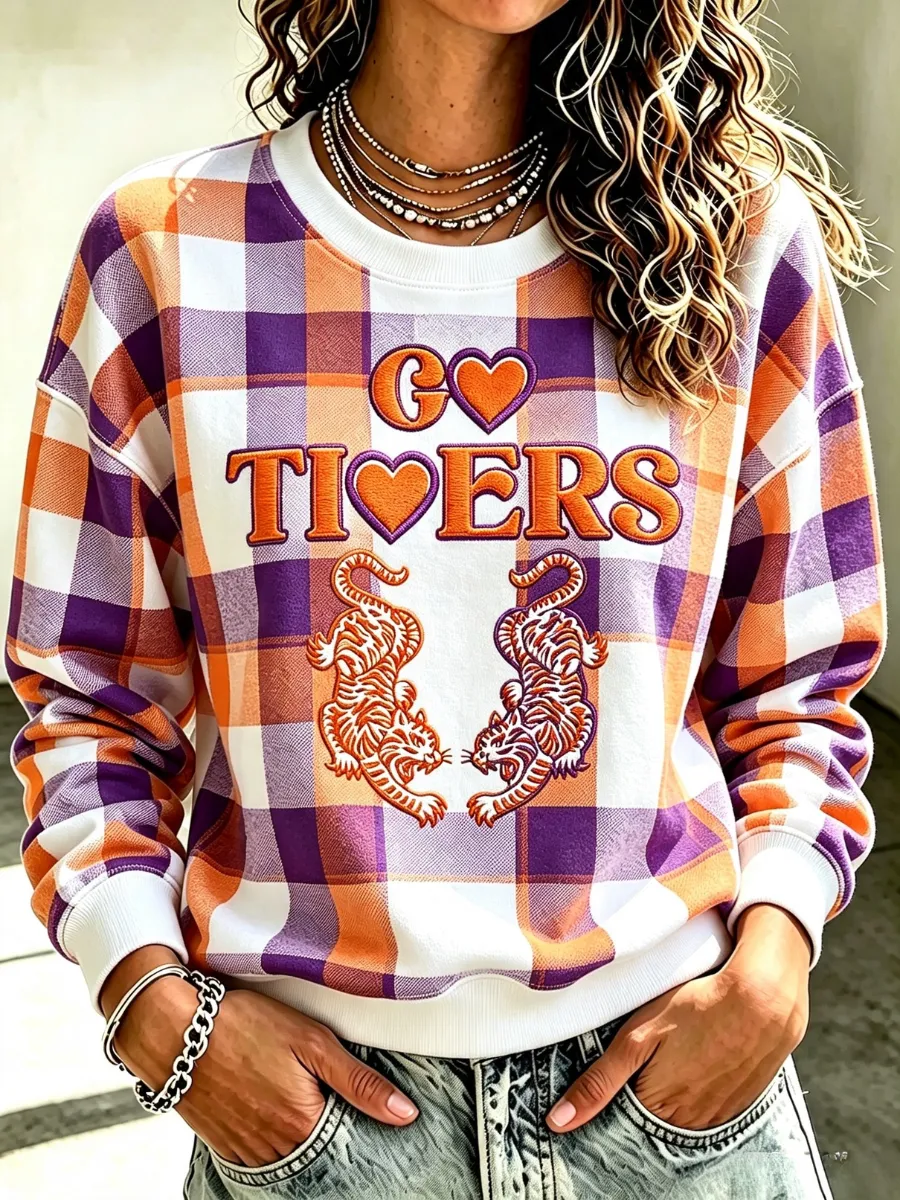 Women's Football Printed Round Neck T-Shirt