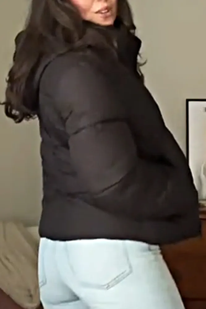 Women's solid color casual hooked down jacket