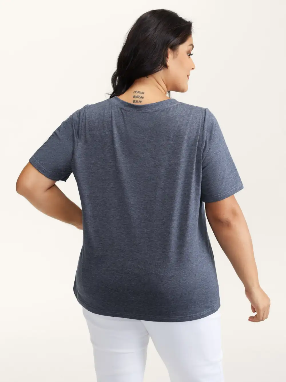 Stretchy Plain V-Neck T-Shirt