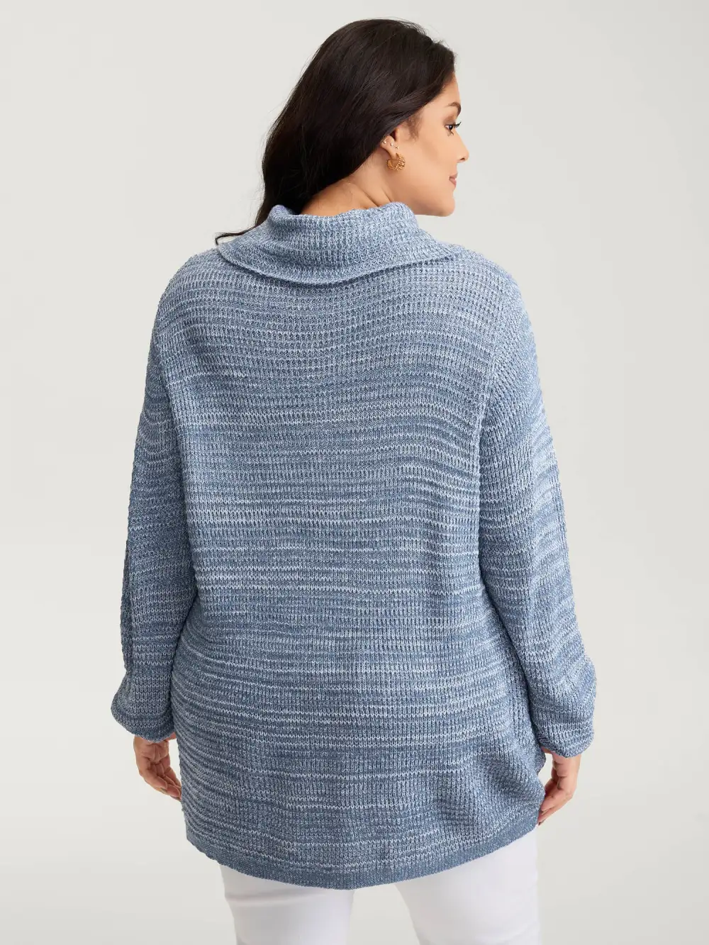 Turtleneck Wrap Adjustable Button Pullover