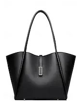 Women's Green Faux Leather Tote Bag, Simple Design, Gold Buckle Decoration - Stylish and Practical Tote Bag for Work, Shopping and Daily Use Black White Red