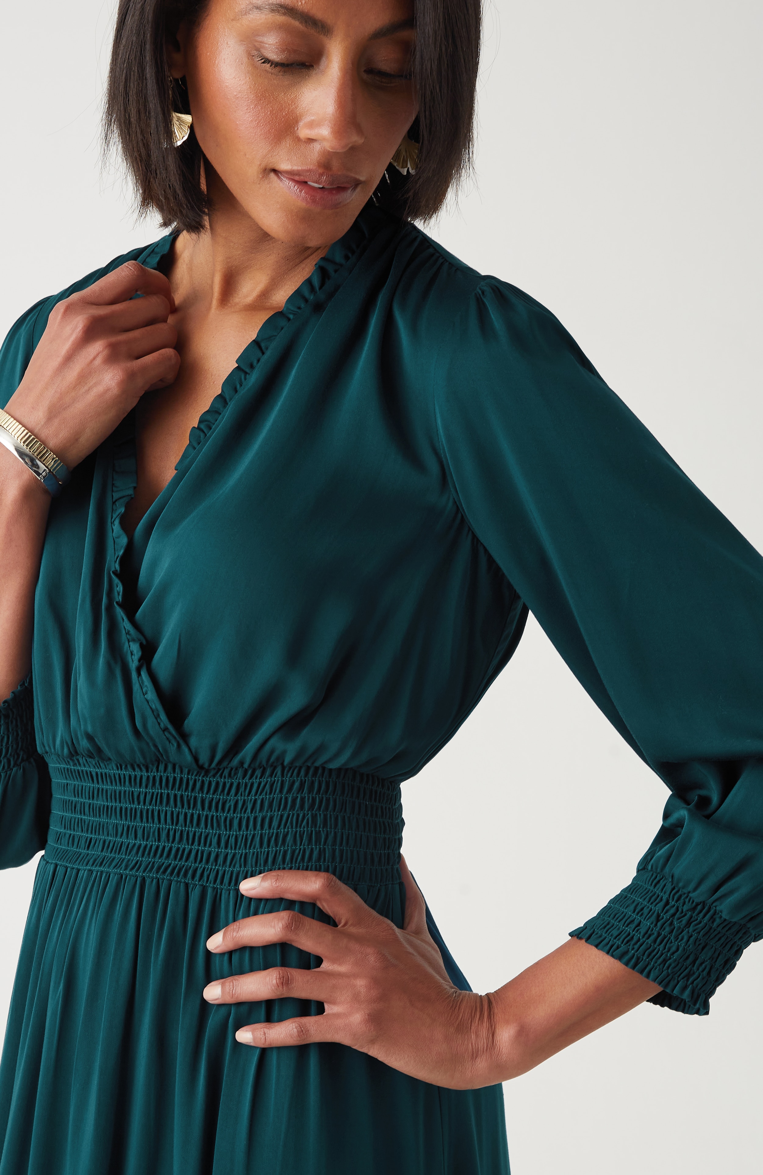 Smocked Sateen Dress