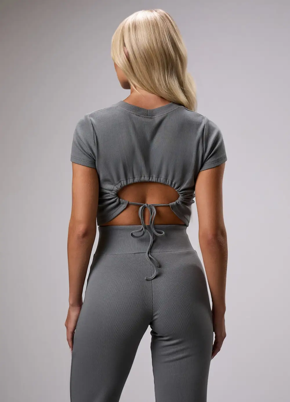 GKW Sports Luxe Rib Crop Tee - Dark Sage