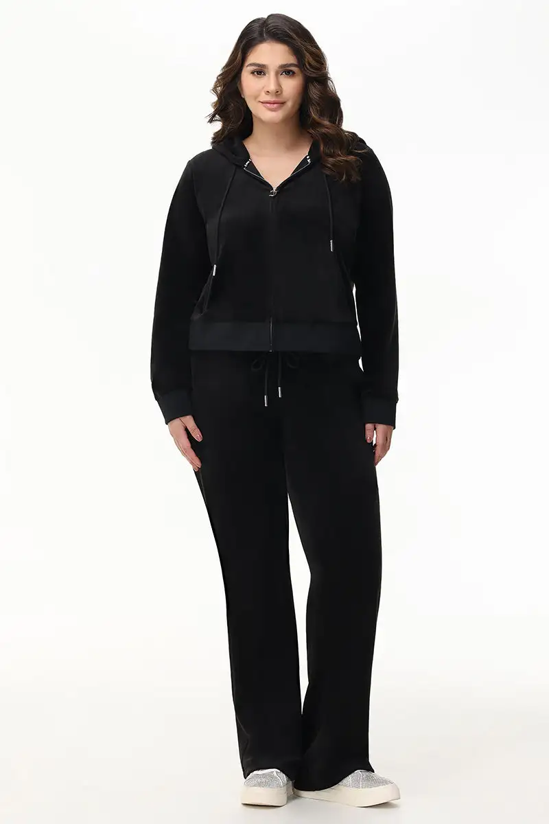 Plus-Size Mixed Crystals Velour Track Pants