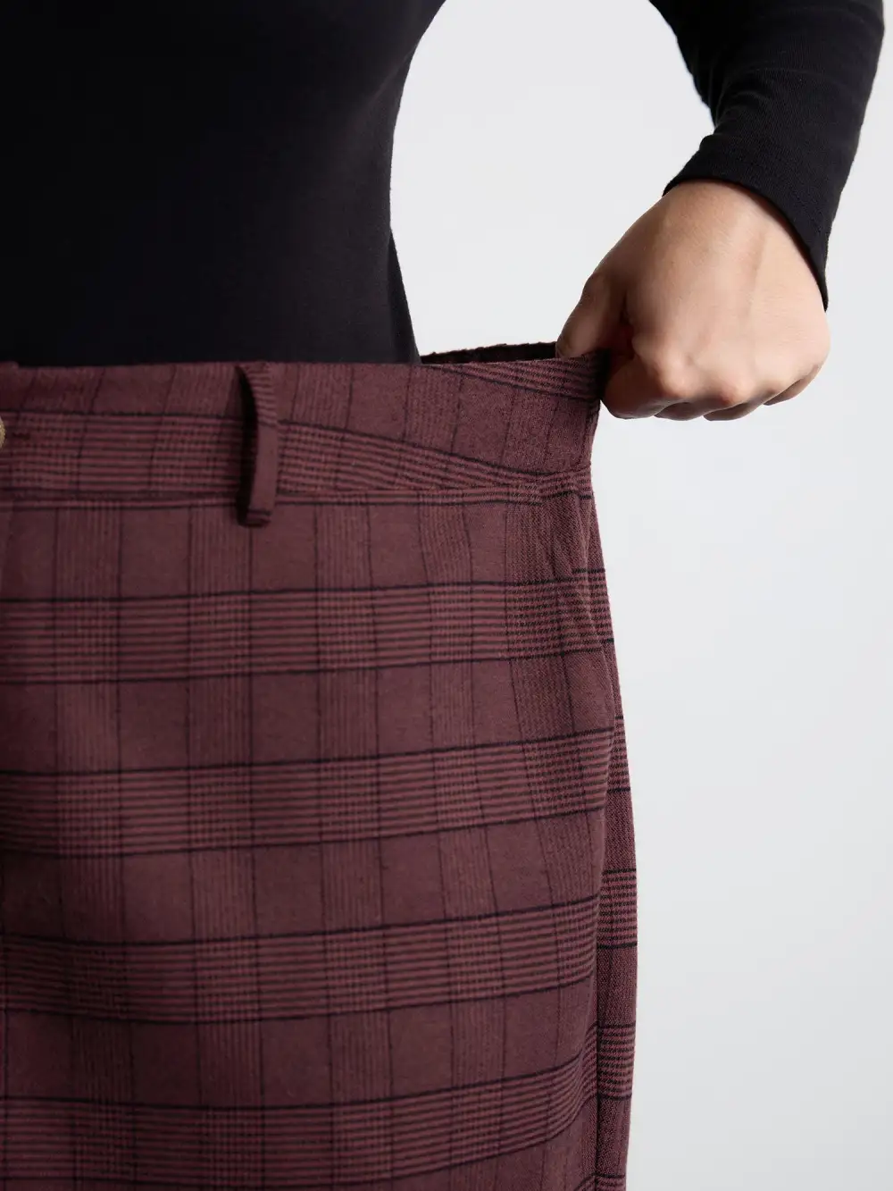 Checkered Stretchy Waist Pants