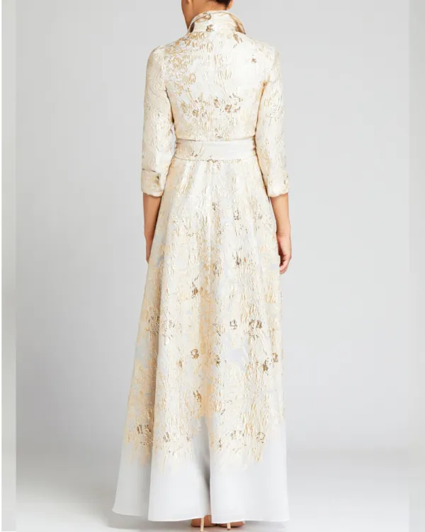 Gown shirt collar maxi dress bow