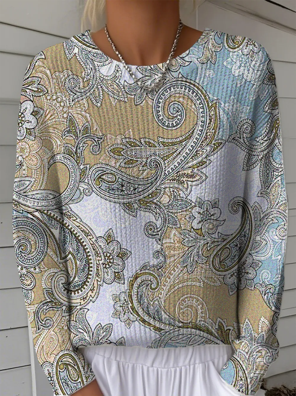 Women's Ethnic Paisley Pattern Pullover Sweater Regular Autumn And Winter Top