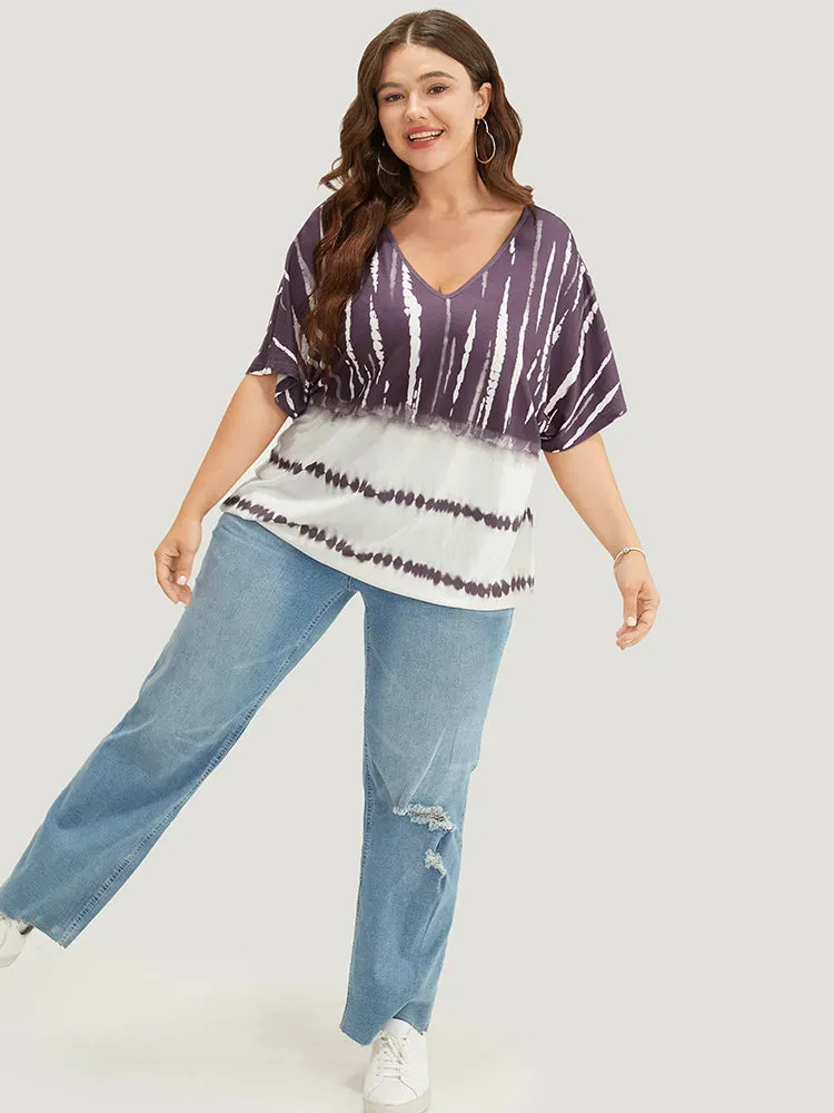 Tie Dye Batwing Sleeve T-shirt