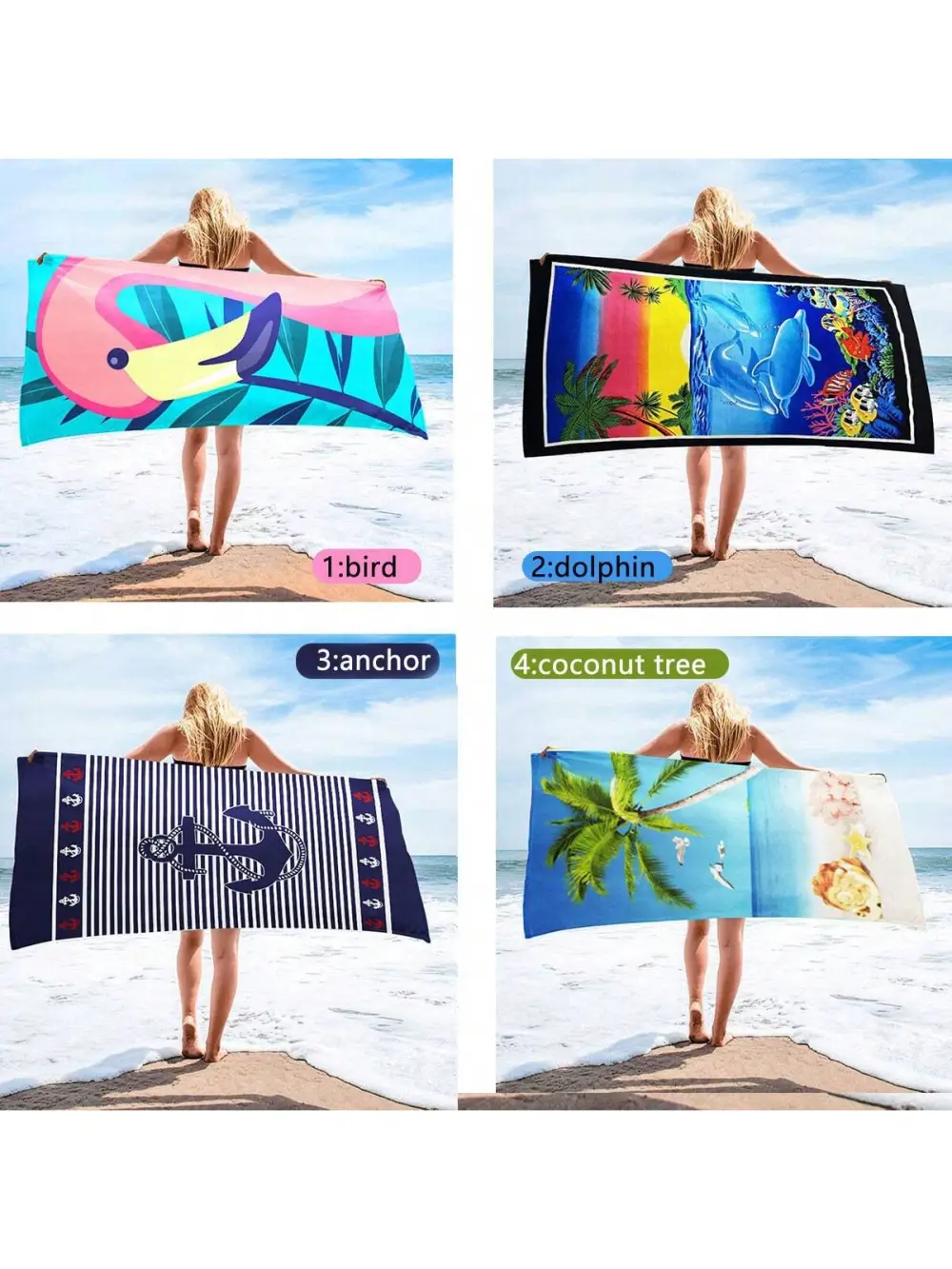 1pc Printed Super Absorbent Quick-Drying Beach Towel/Yoga Towel/Sport Towel, Made Of Microfiber, Size 140*70cm