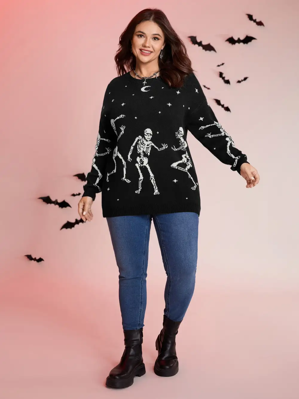 Supersoft Dancing Skeleton Print Pullover