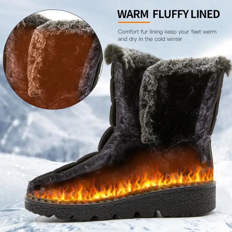 New fur collar imitation rabbit hair high tube cross-border warmth women's snow boots velcro waterproof women's boots casual women's shoes