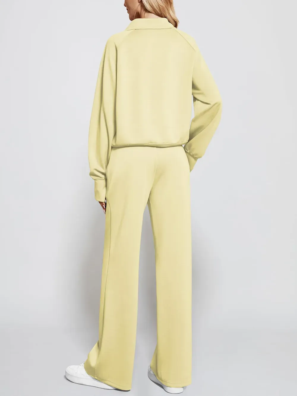 Women's Oversized Half Zip Wide Leg 2 Piece Outfits Lounge Set