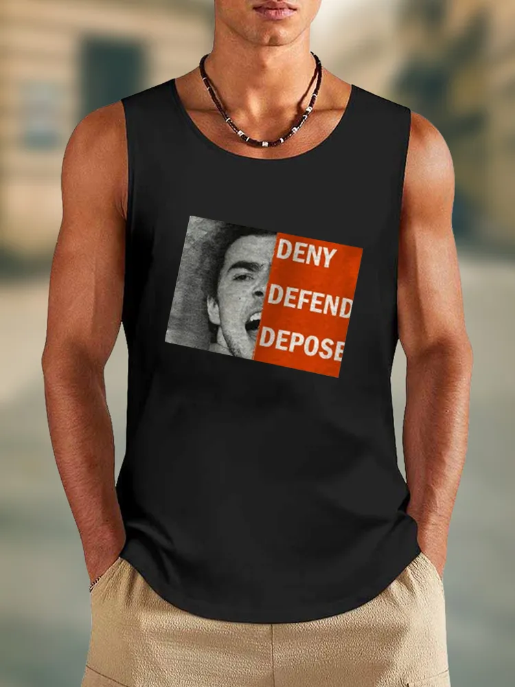 Men'S Deny Defend Depose Round Neck Cotton Vest