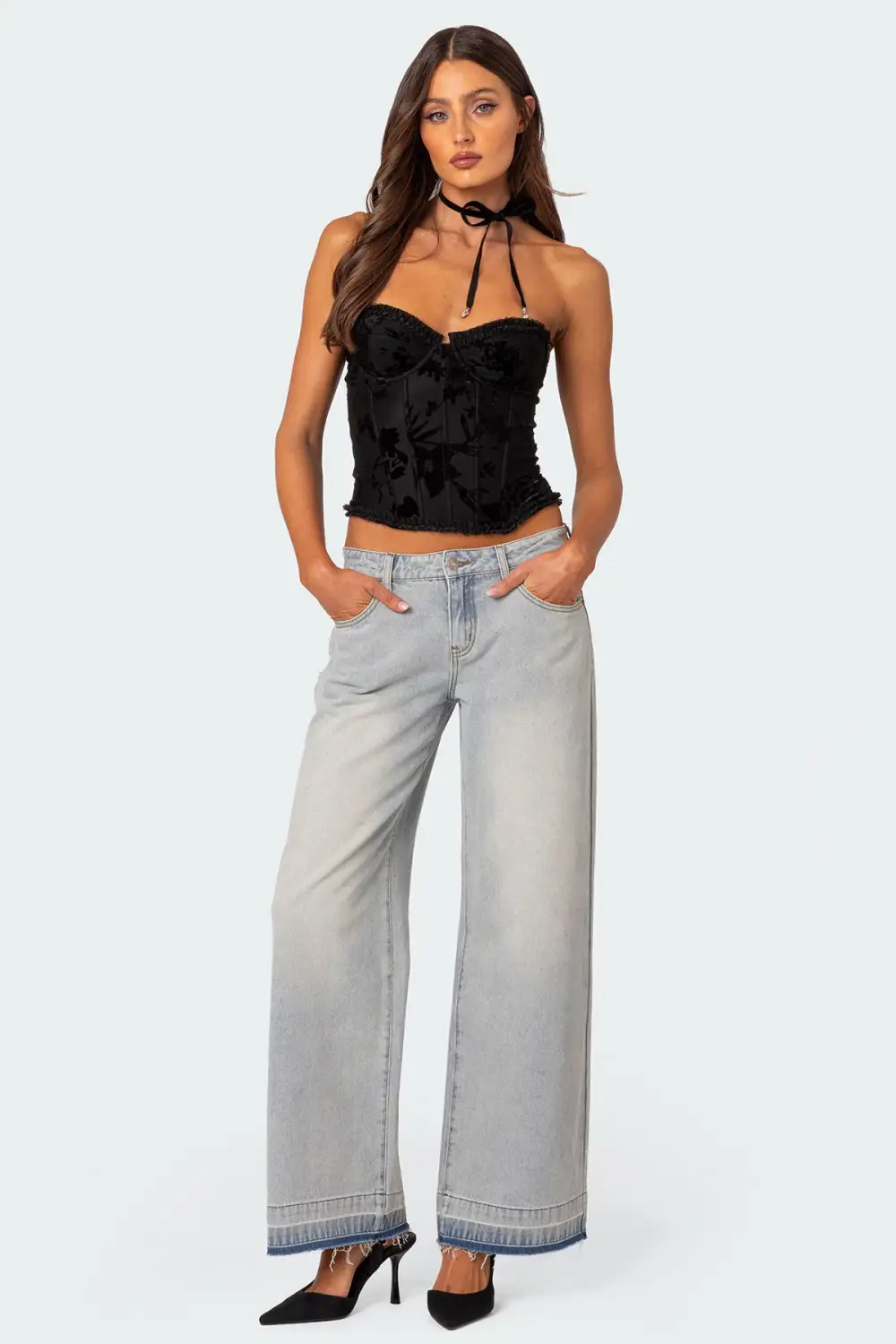Released Hem Low Rise Jeans