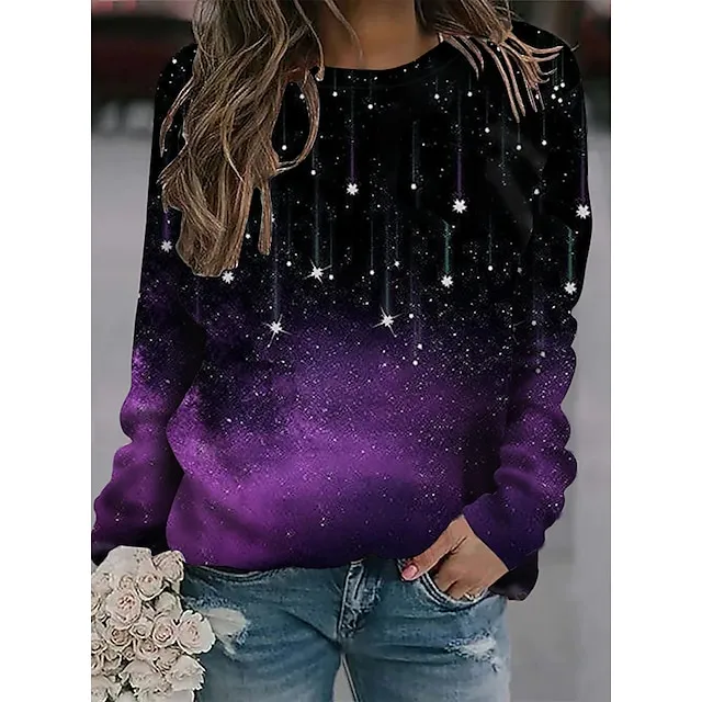 Women's Sweatshirt Pullover Basic Maroon Red Blue Graphic Casual Round Neck Long Sleeve Top Micro-elastic Fall & Winter