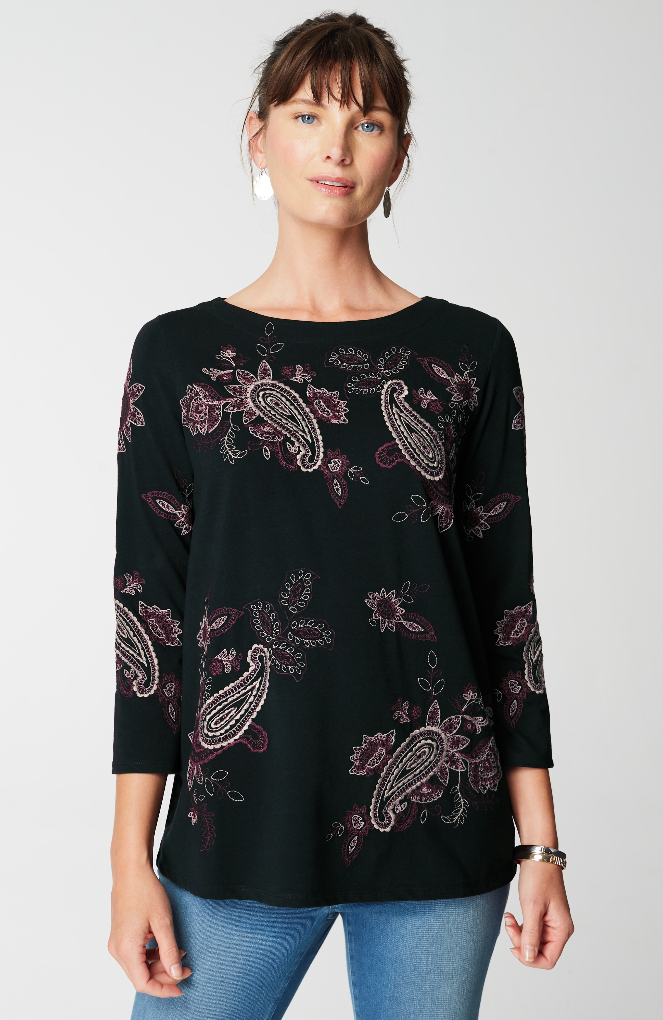 Pure Jill Allover Embroidered Top