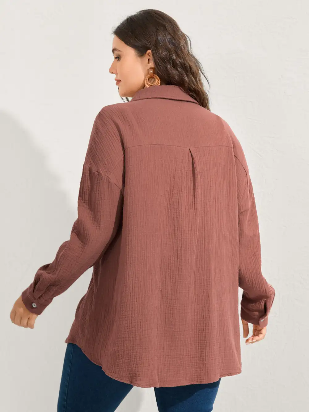 Pure Cotton Long Button Down Jacket