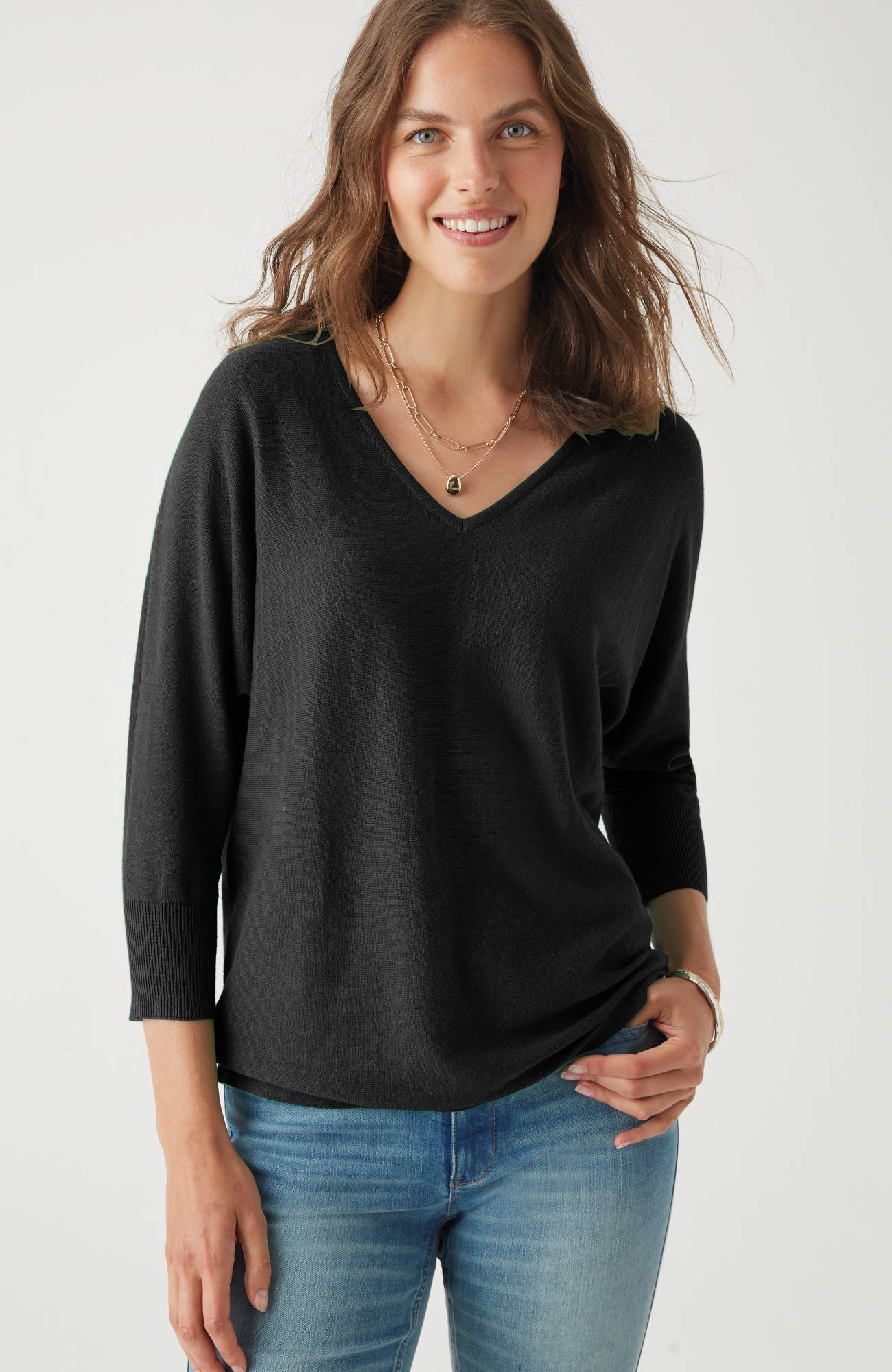 V-Neck Dolman Pullover Sweater