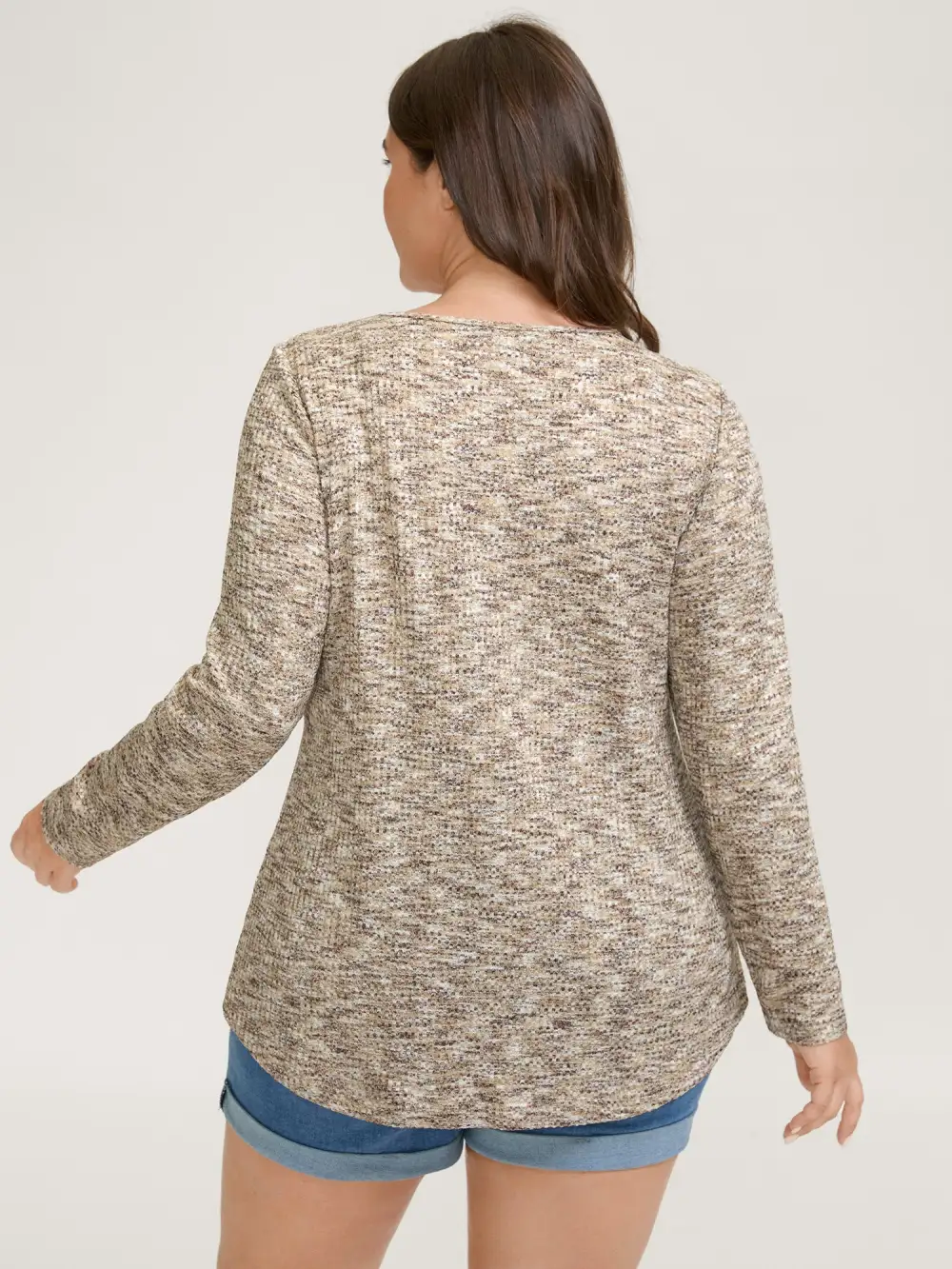 Textured Knit Pleated Neckline Top