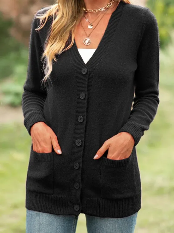 Women Long Sleeve Cotton-blend Cardigans Outerwears