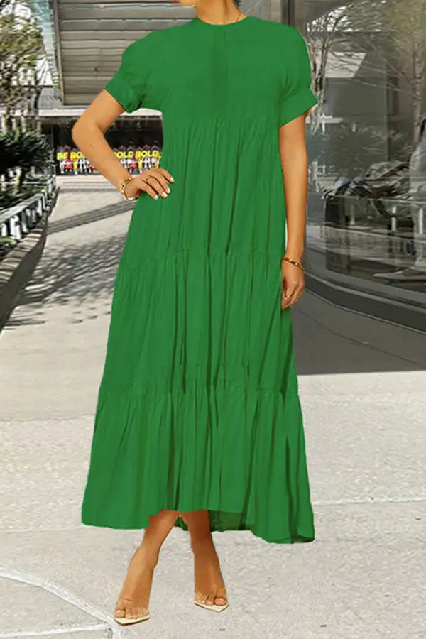  Relaxed Tiered Ruffle Midi Dress