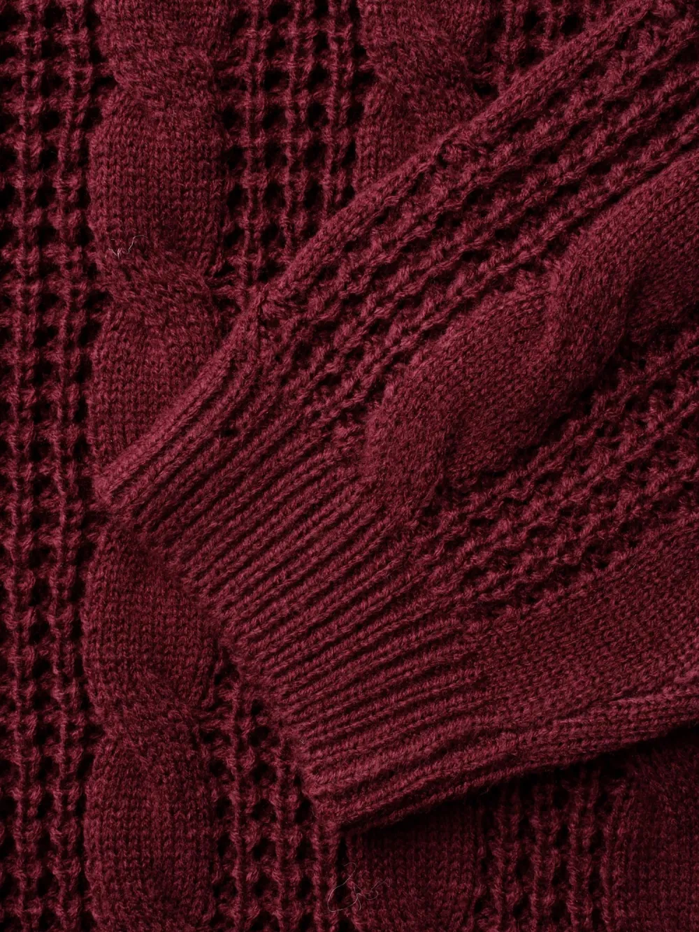 Turtleneck Cable Knit Curved Hem Pullover