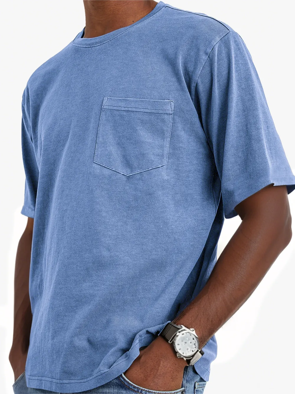 Men's Vintage Washed Distressed Pocket Short Sleeve T-Shirt