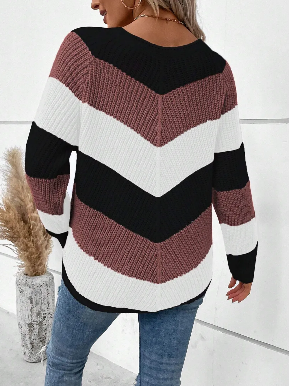 Colorblock Raglan Sleeve Sweater