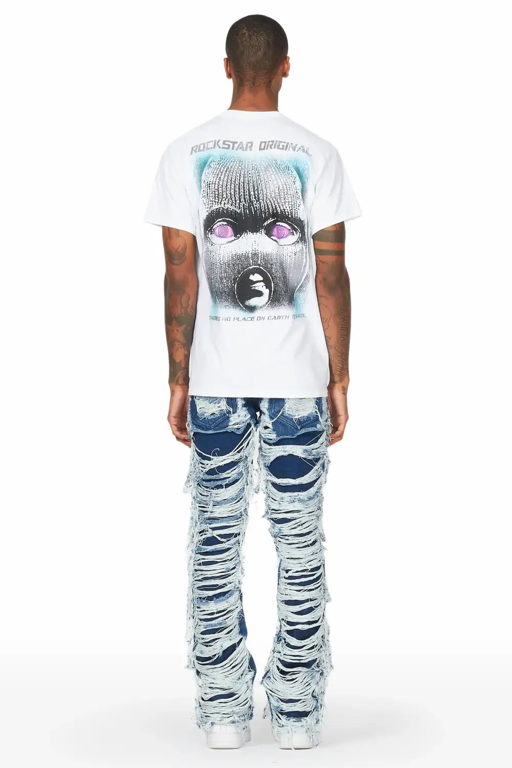 Conrad Blue Stacked Flare Jean