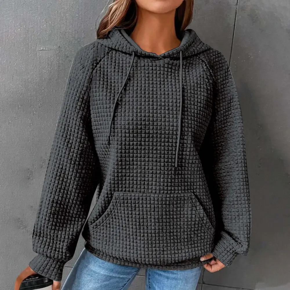 Sweaters for Womens Clearance,Women's Solid Raglan Sweater Hooded Sweater Long Sleeve Top Sweater Deals for Winter 2024 on Sale