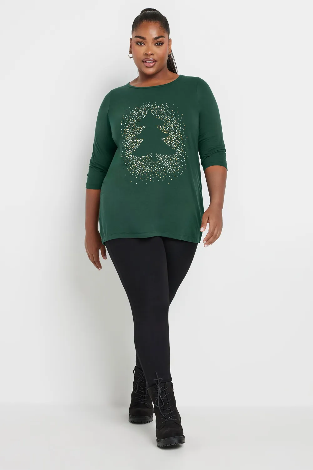 复制YOURS Curve Black 'Merry Gonkmas' Sequin Embellished Christmas Top