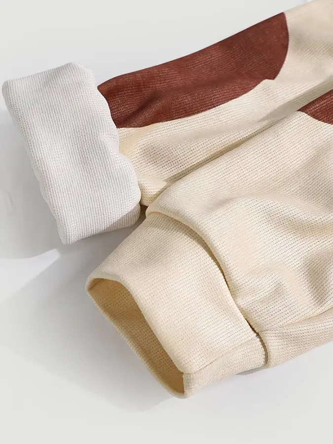 Corduroy Western Style Elk Print Stand Collar Button Down Men's Sweatshirt