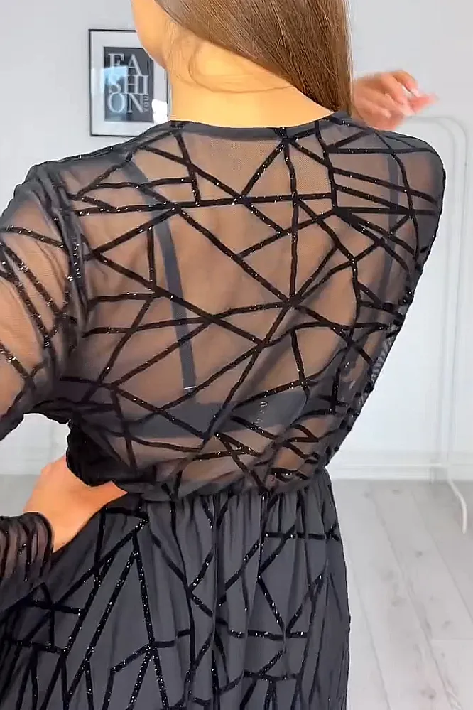 V-neck shiny dress
