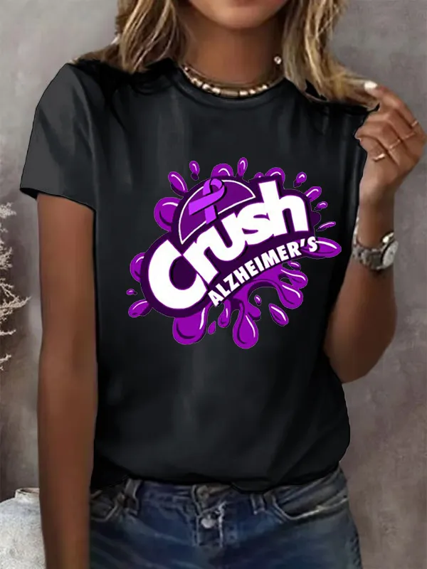 Women'S Crush Alzheimer'S Printed Round Collar T-Shirt