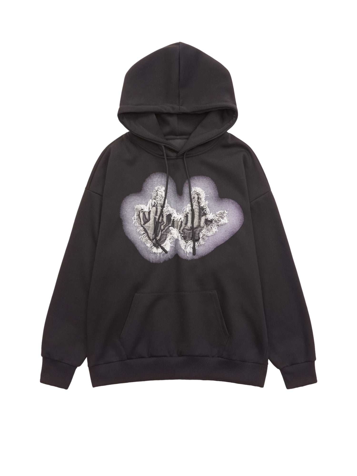 Raw Edge Embroidered Patch Graphic Hoodie