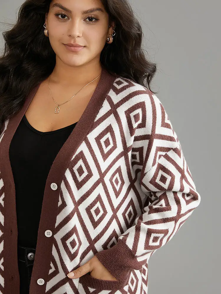 Supersoft Essentials Geometric Button Through Cardigan