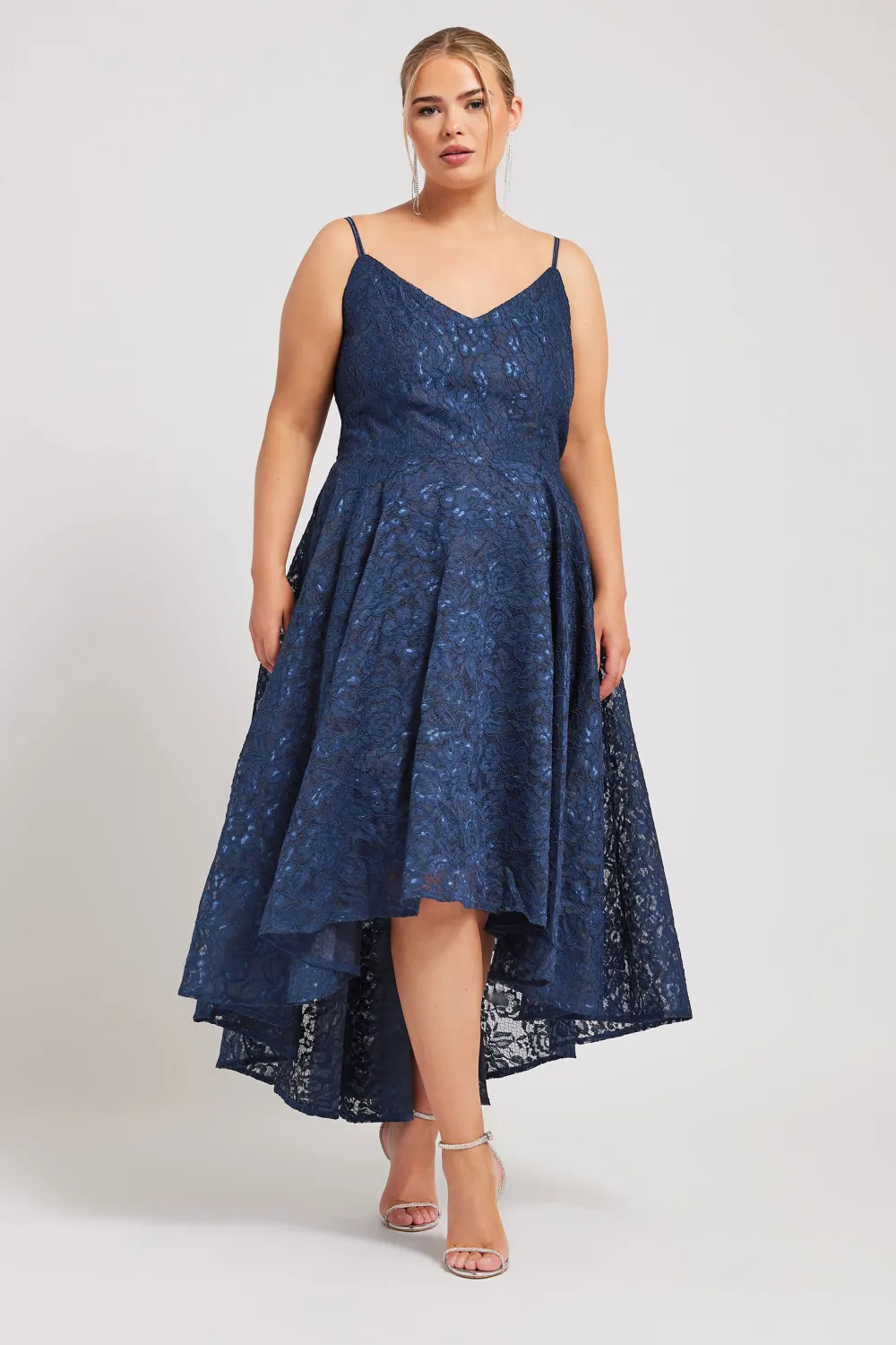 YOURS LONDON Curve Pink Lace Midi Prom Dress