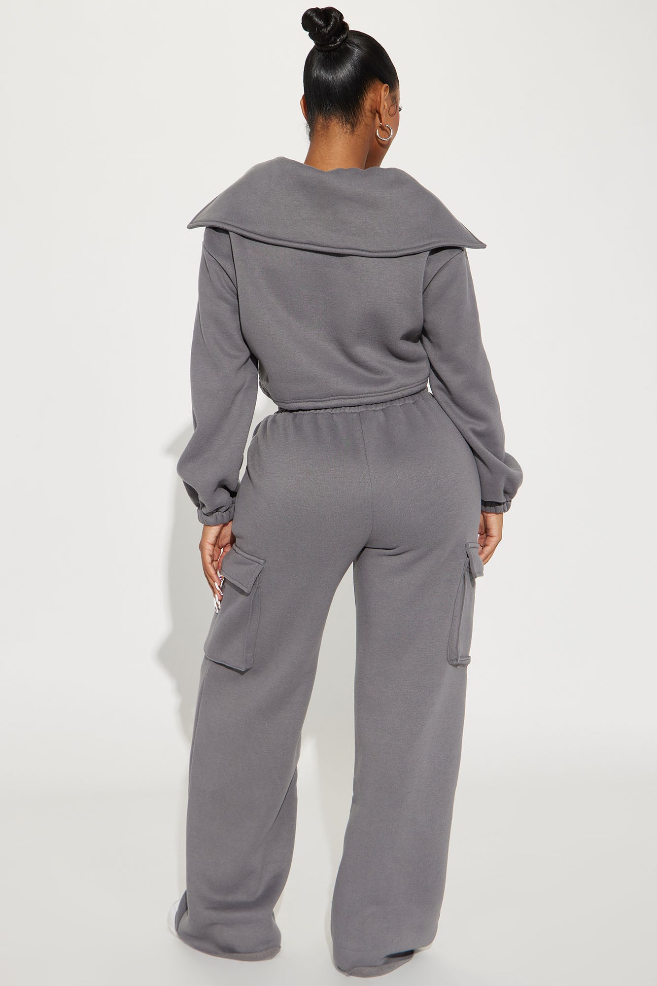 Missing Out Fleece Pant Set - Charcoal