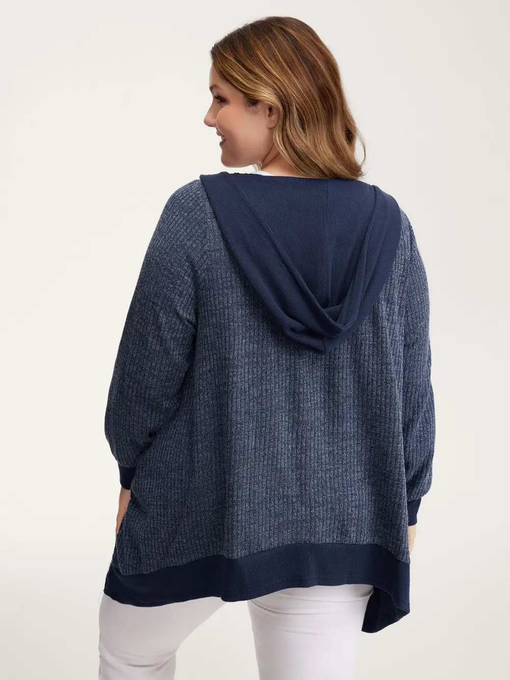 Textured Contrast Edge Hooded Jacket