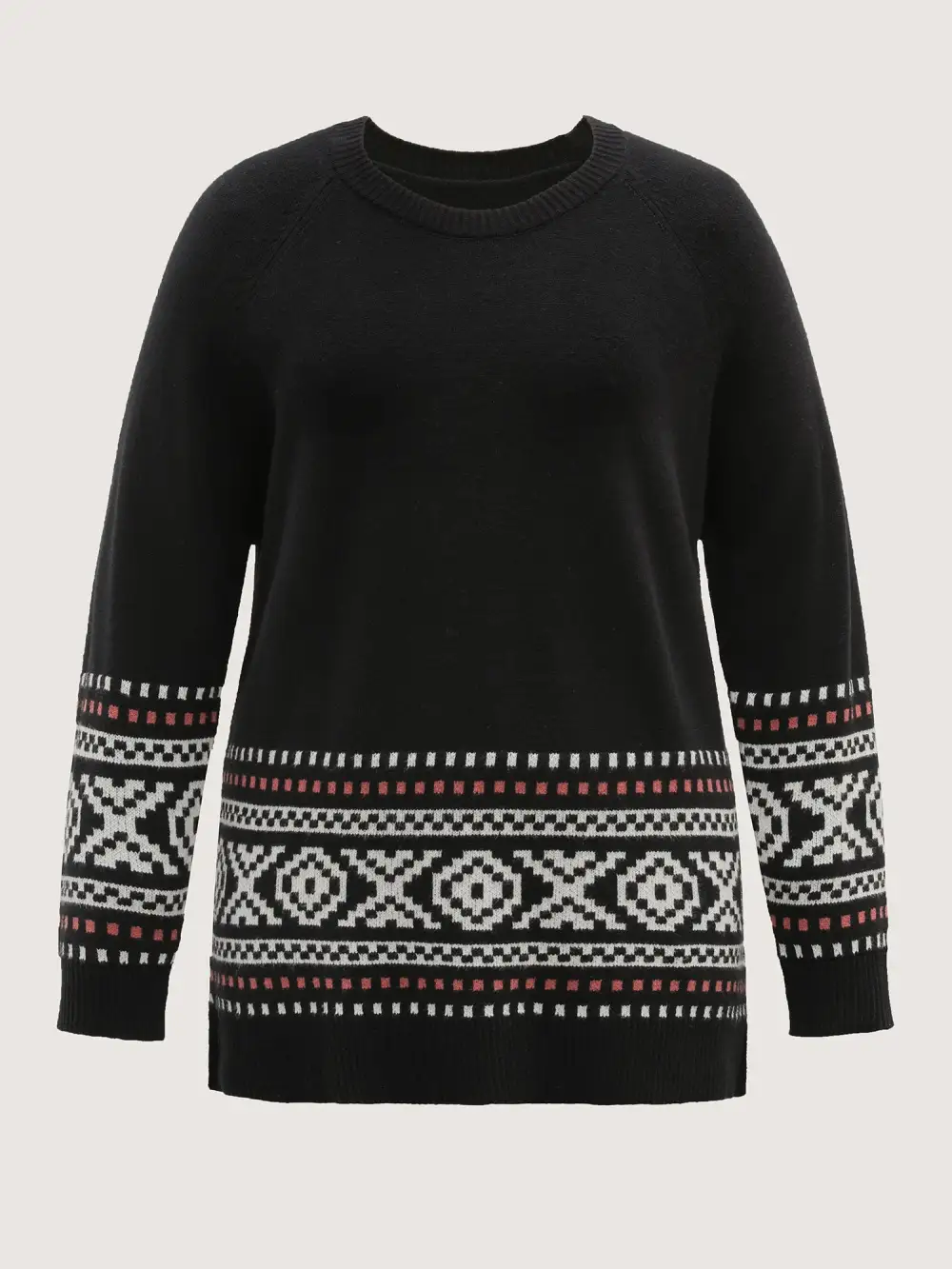 Boho Print Raglan Sleeve Pullover