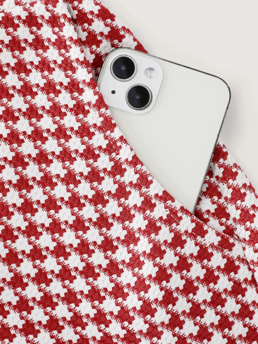 Houndstooth Pattern Stretchy Waist Pockets Jumpsuit