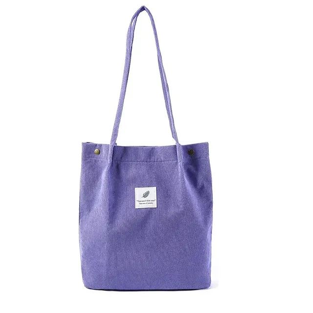 Men's Women's Kid's Tote Tote Sling Shoulder Bag Canvas Tote Bag Corduroy Shopping Daily Rivet Pattern Solid Color Floral Print Deep Purple zebra Wine Red