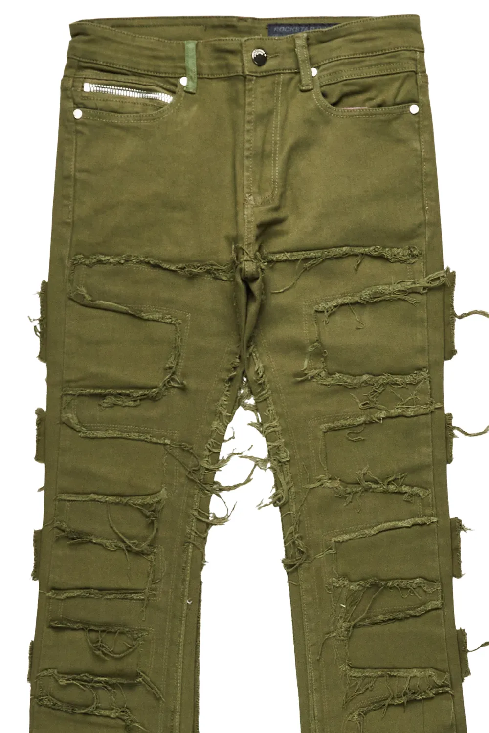 Shake Green Stacked Flare Jean