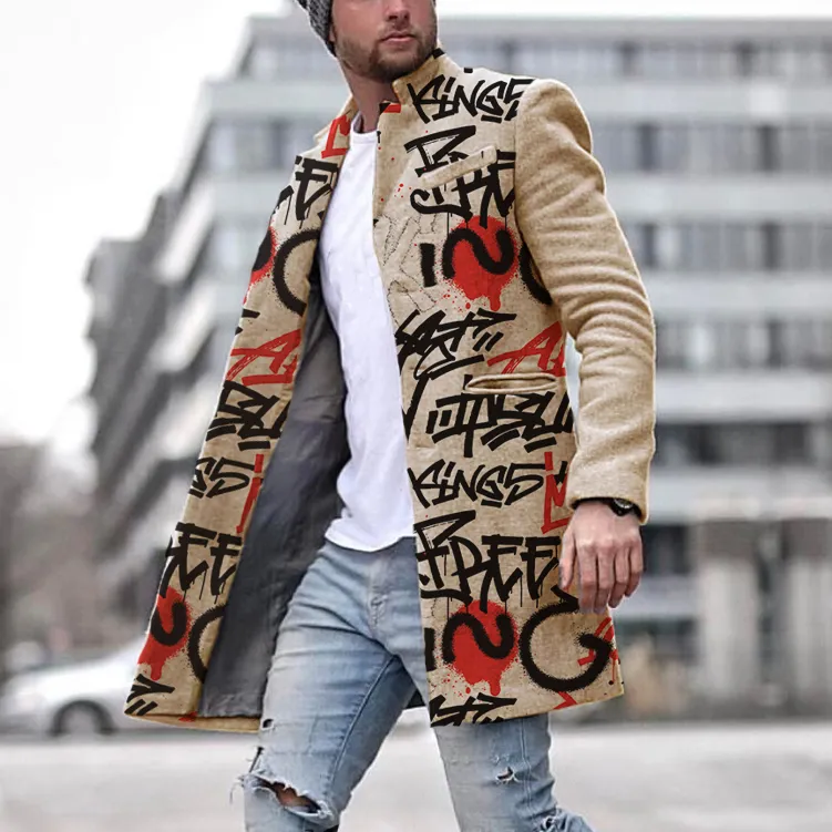 Men's Casual Printed Colour Overcoat
