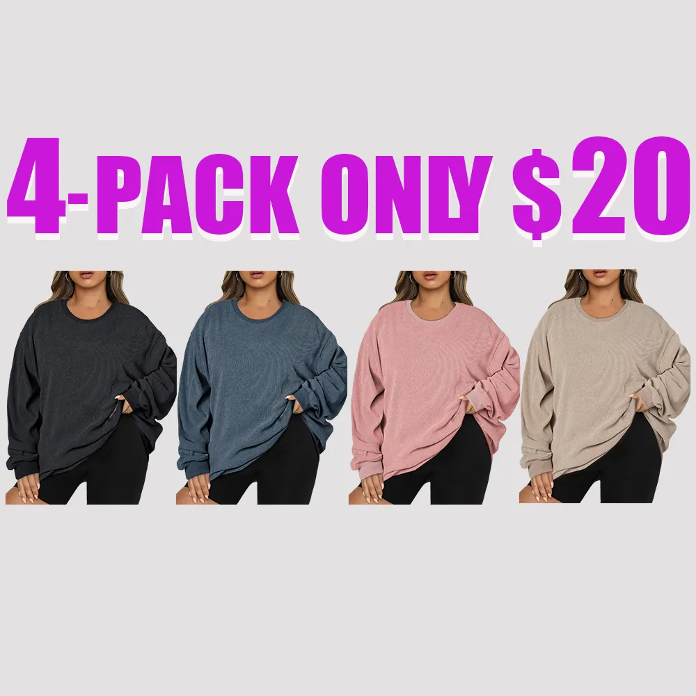 Women Plus Size Sweatshirts Long Sleeve Crew Neck Casual Oversized Soft Pullover Tops Shirts