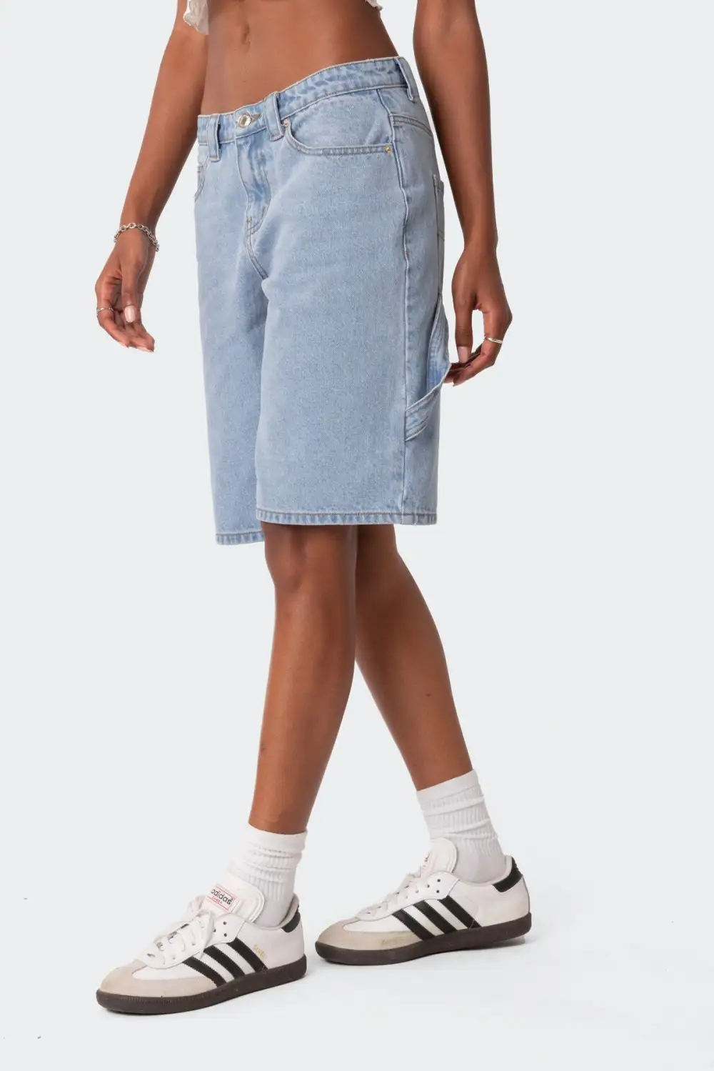 Low Rise Bermuda Denim Carpenter Shorts